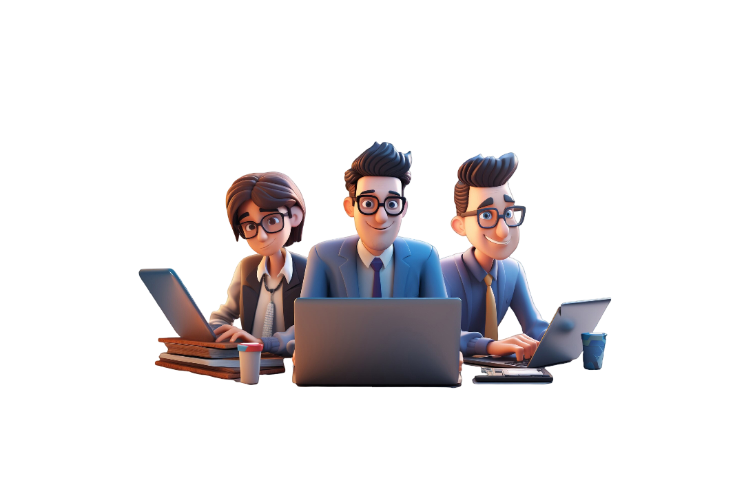 Team working on laptops